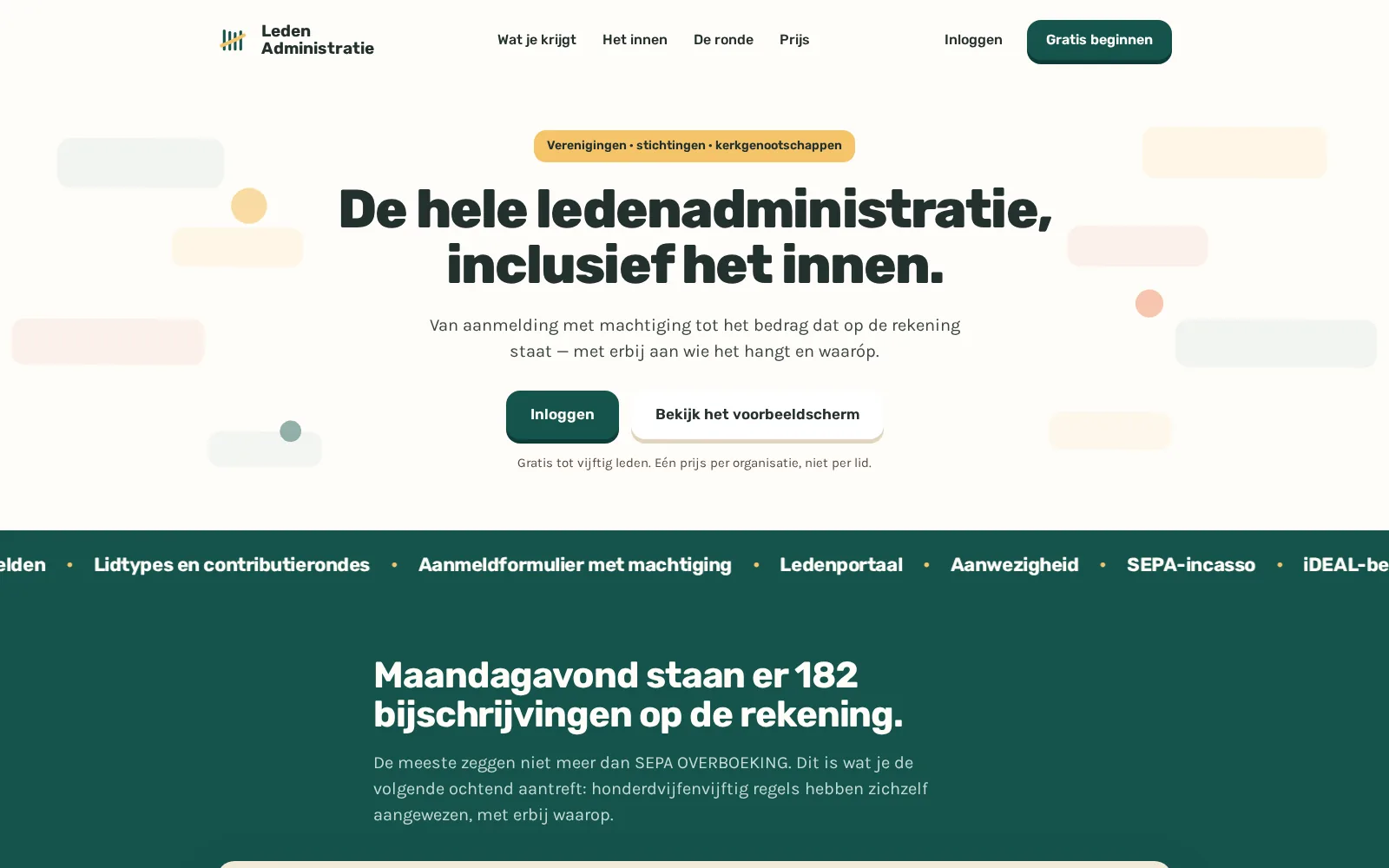 LedenAdministratie.app — startpagina