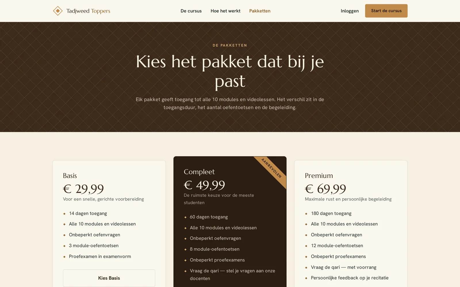 Tadjweed Toppers — pakketten