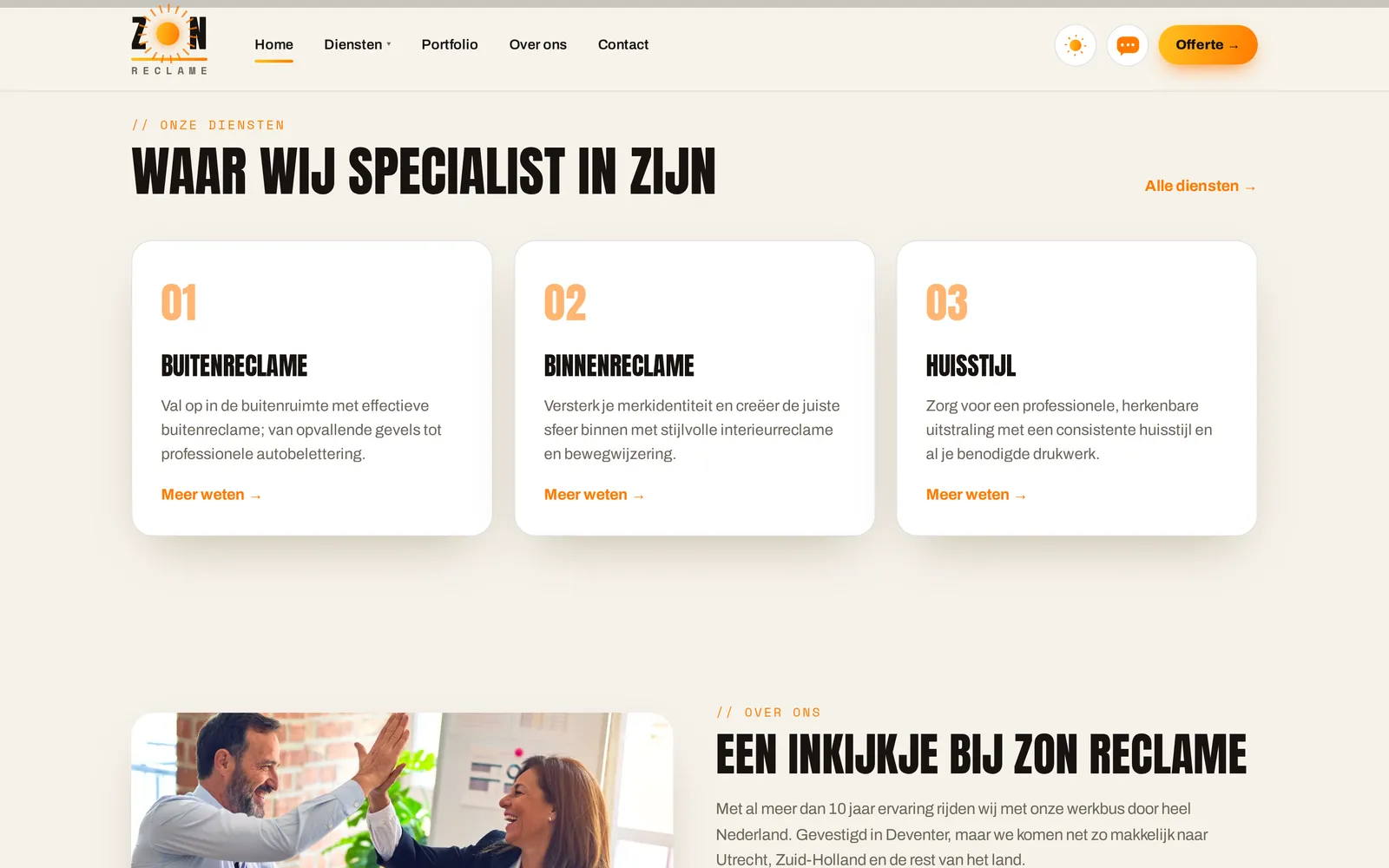 ZON Reclame — detail uit de pagina